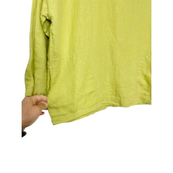 Eileen Fisher Organic Handkerchief Linen 3/4 Sleeve Top Green Size 2-4 Petite - Picture 6 of 7